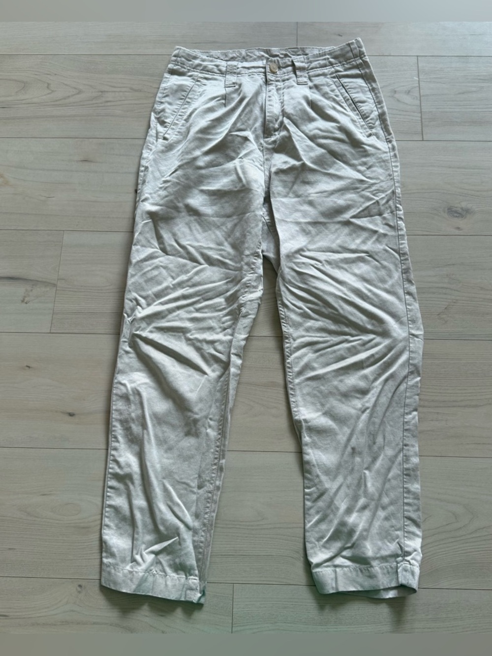Routine High-Rise Relaxed Trousers in Light Cream